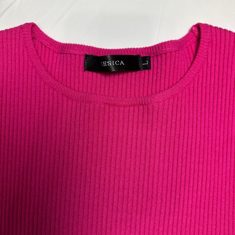 Jessica Fuchsia Ribbed Short Sleeve Top - Picture 4 of 4